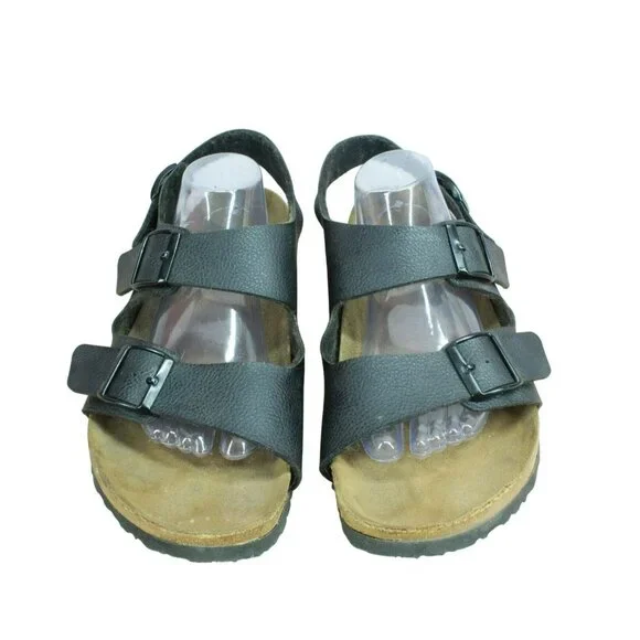 *Birkenstock Milano Black Leather Adjustable Double Buckle Sandals Size 12 Inch. - Picture 5 of 9